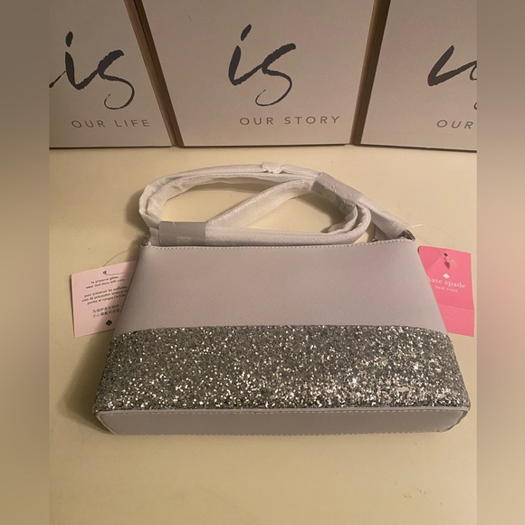 Kate Spade Silver Sparkle Crossbody Bag || Grey - Picture 14 of 15